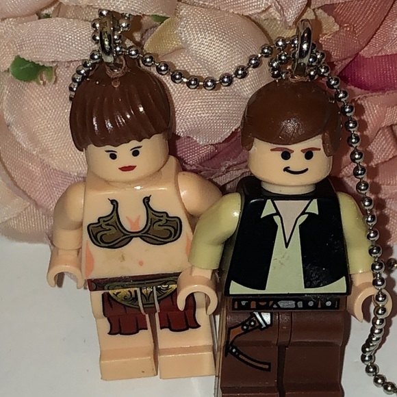 LEGO Star Wars Minifigures Han Solo Princess Leia Necklace Star Wars LEGO - Picture 1 of 16